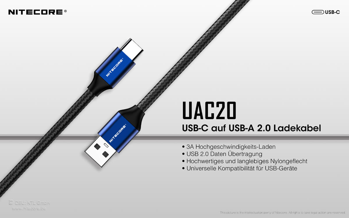 Nitecore UAC20 - USB-C Ladekabel