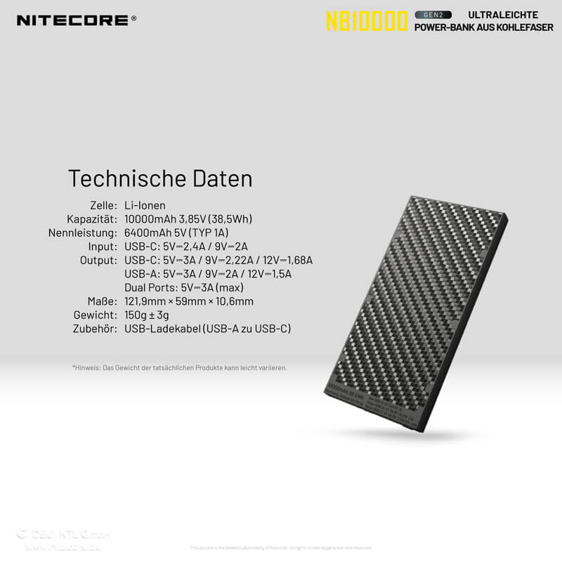 Nitecore Powerbank NB10000 GEN2 - 10000mAh
