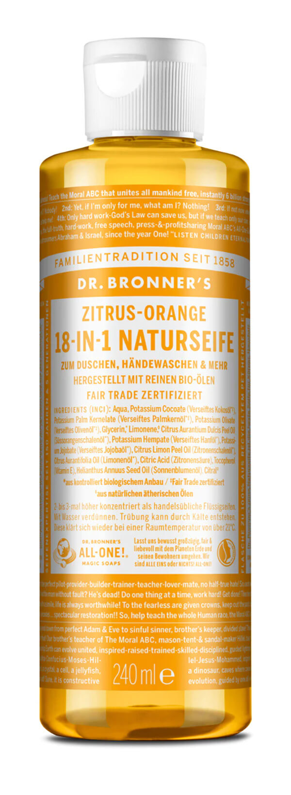 Dr. Bronner´s 18-IN-1 Naturseife 240 ml Zitrus-Orange