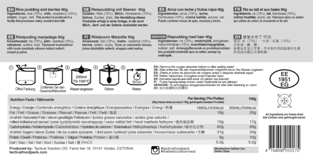 Tactical Foodpack Reispudding und Beeren