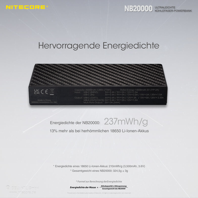 Nitecore Powerbank NB20000 - 20000mAh