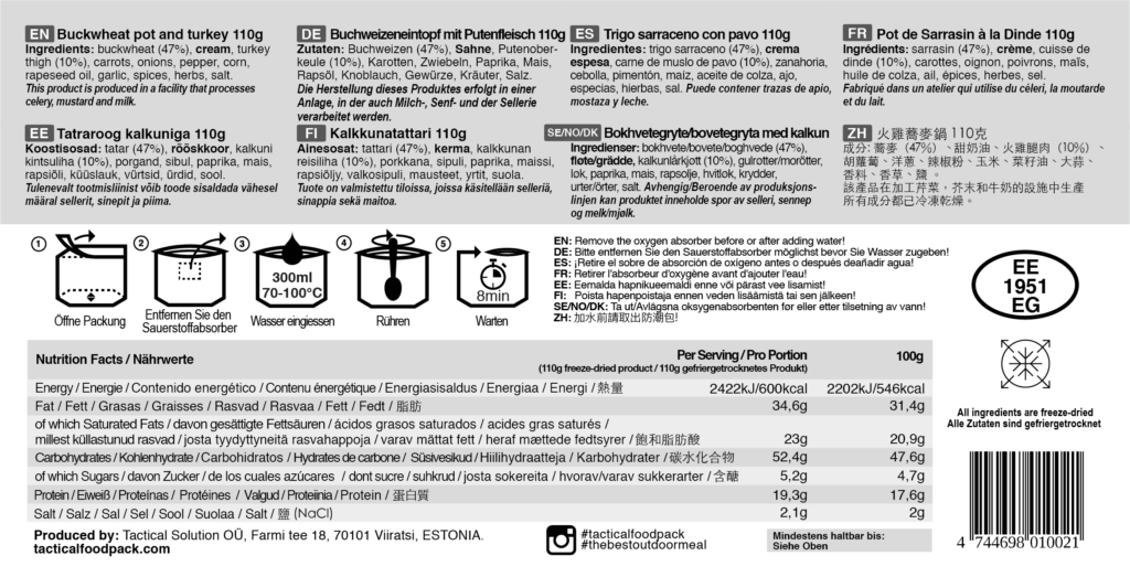 Tactical Foodpack Buchweizen und Puteneintopf
