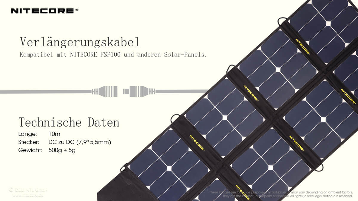 Nitecore Verlängerungskabel für Solarpanel - 10m