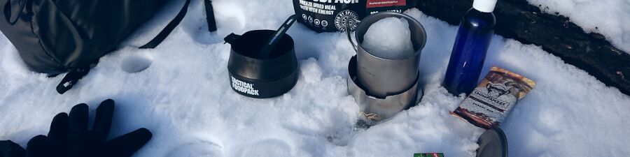 Kochersetup im Schnee